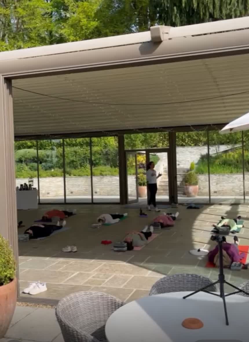 Retreat guests in a restorative movement session